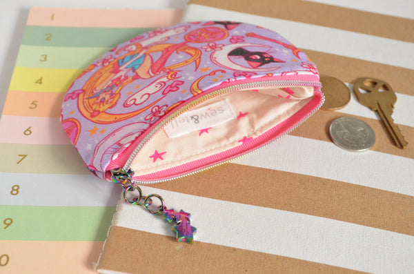 Pink Moon Girl Round Coin Purse