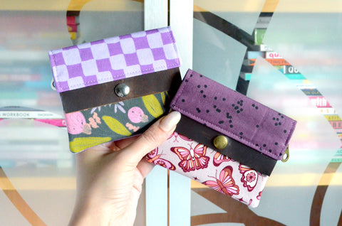 Purple Butterfly & Floral Mini Leather Snap Wallet