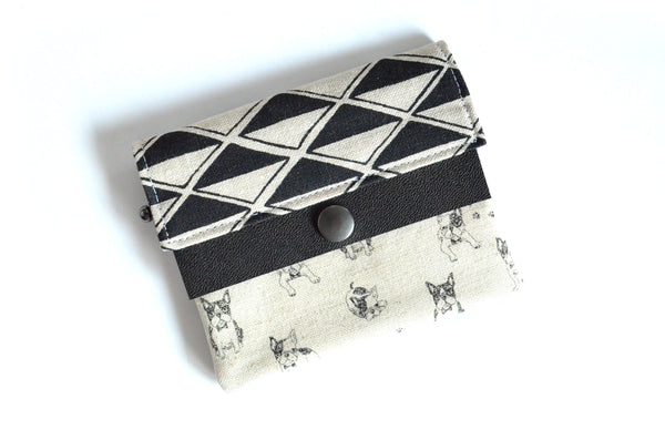 Black & White Boston Terrier Mini Leather Snap Wallet