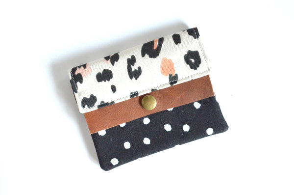 Leopard Polka-Dot Mini Leather Snap Wallet
