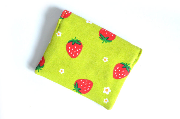 Green Strawberry Mini Leather Snap Wallet
