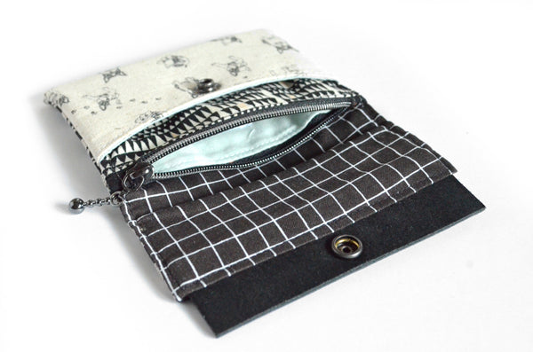 Black & White Boston Terrier Mini Leather Snap Wallet