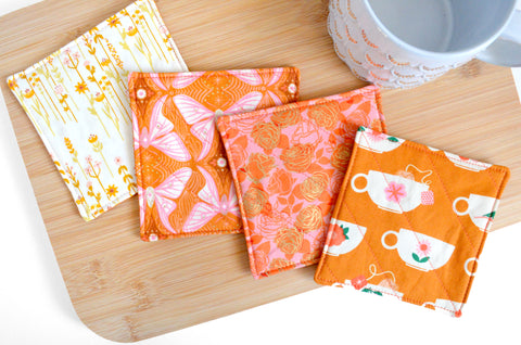 Orange Camellia Coaster Set