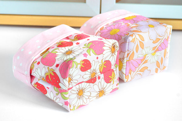 Pink Strawberry Retro Floral Fabric Plant Pot