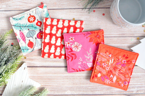 Pink & Red Vintage Christmas Drink Coaster Set