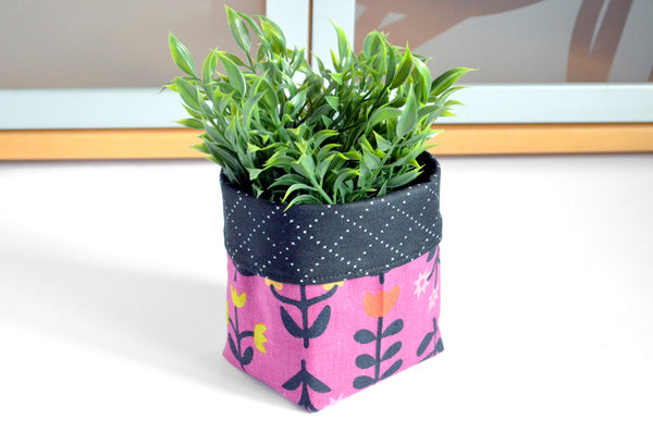 Purple Favourite Flowers Fabric Plant Pot