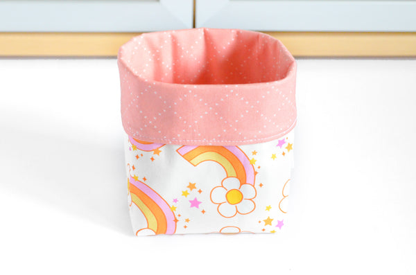 Pink Daisy Rainbow Fabric Plant Pot