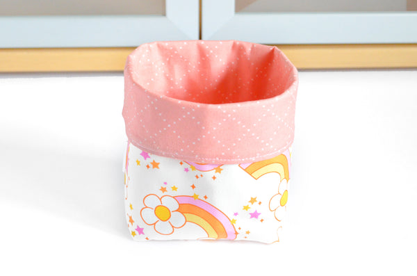 Pink Daisy Rainbow Fabric Plant Pot