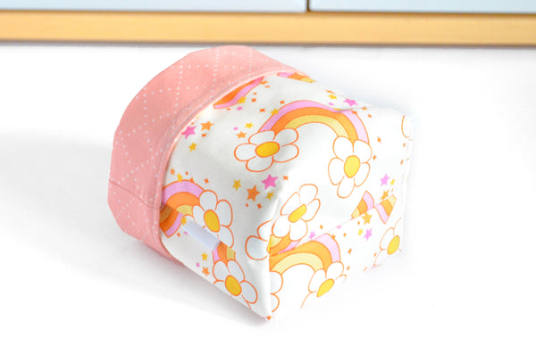 Pink Daisy Rainbow Fabric Plant Pot