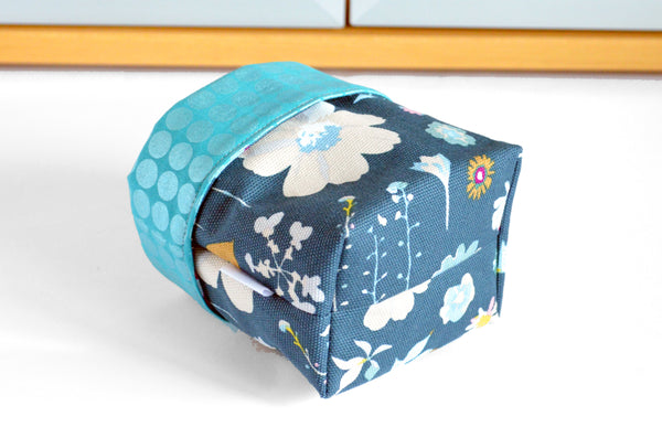 Dark Blue Floral Fabric Plant Pot