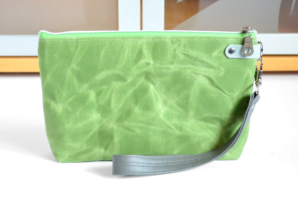 Green Strawberry Blossom Double-Zip Wristlet