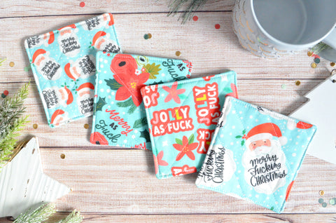 Light Blue "Sweary" Holiday Drink Coaster Set