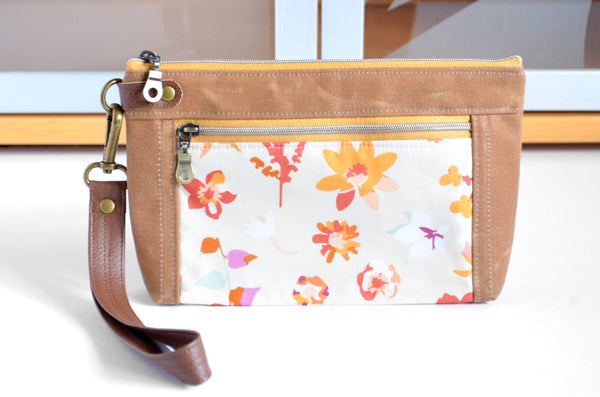 Paper Blossom Double-Zip Wristlet