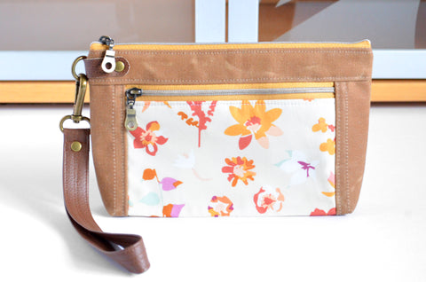Paper Blossom Double-Zip Wristlet