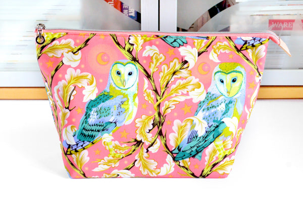 Pink Moon Garden Owl Jumbo Toiletry Bag