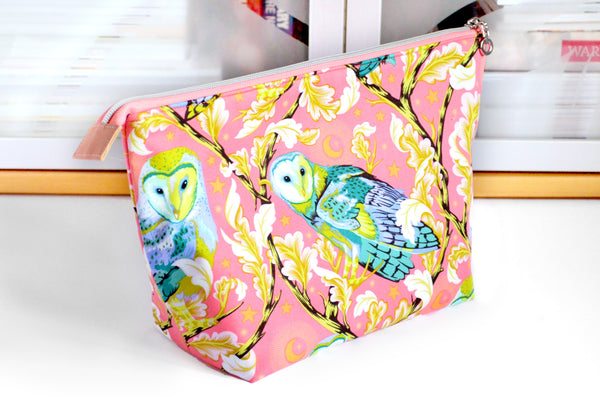 Pink Moon Garden Owl Jumbo Toiletry Bag