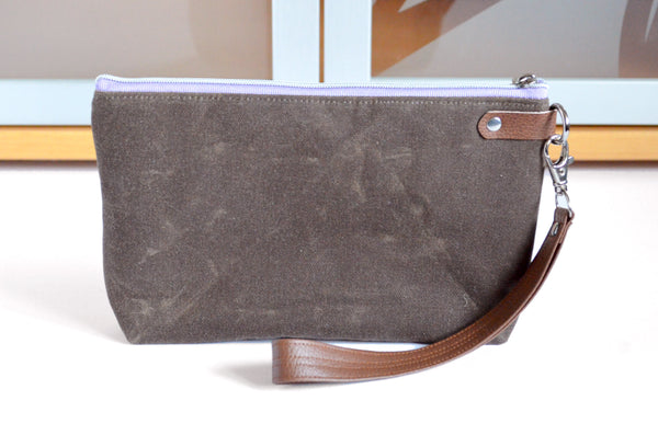 Purple & Orange Floral Double-Zip Wristlet