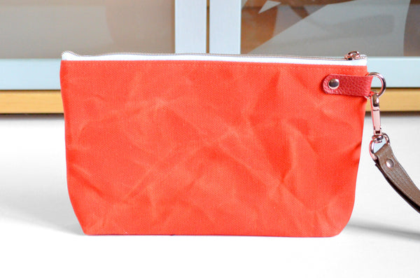 Red Strawberry Floral Double-Zip Wristlet