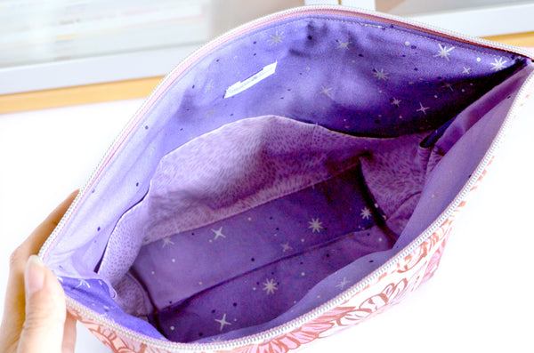 Purple Retro Flower - Jumbo & Boxy Toiletry Bags
