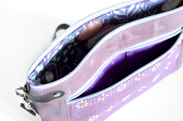 Purple Woven Wildflower Double-Zip Wristlet