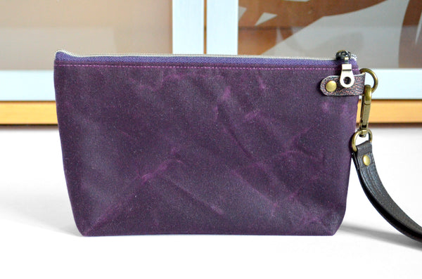 Deep Purple Floral Double-Zip Wristlet