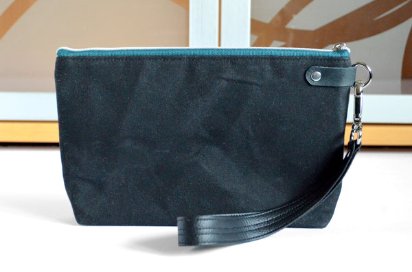 Black Strawberry Fields Double-Zip Wristlet