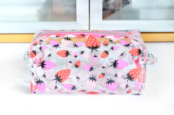 *Clear Vinyl* Strawberry Toiletry Bag