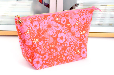 Bright Red Floral Jumbo Toiletry Bag