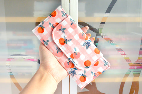 Pink Gingham Peaches Wallet