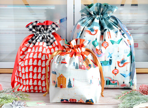 Nordic Holiday Fabric Gift Bags *X-Large, Large, & Regular Sizes*