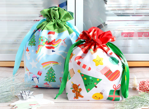 Kid's Holiday Fabric Gift Bags - *Large & Regular Sizes*