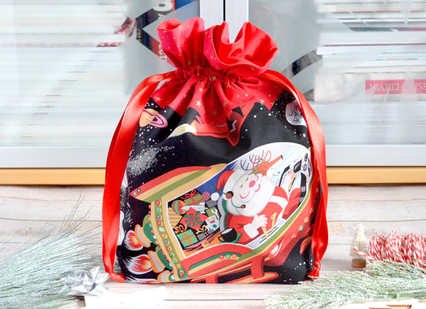 Santa in Space Holiday Fabric Gift Bag - *Large Size*
