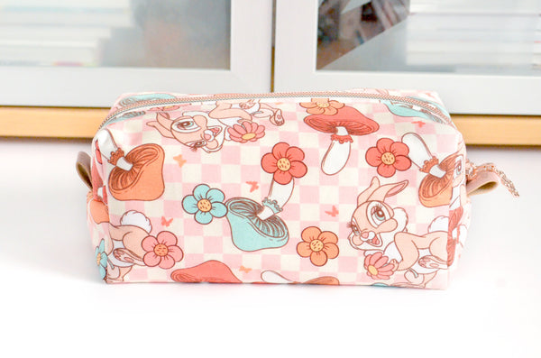 Pink Mushroom Bunny - Jumbo & Boxy Toiletry Bags