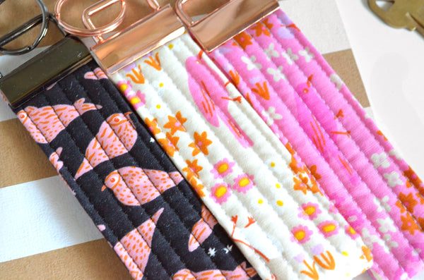 Bird is the Word Fabric Keychain