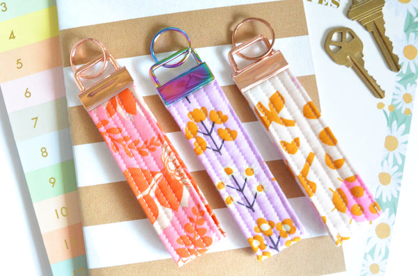 Bright Floral Fabric Keychain