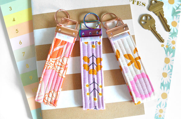 Bright Floral Fabric Keychain
