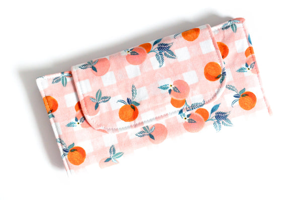 Pink Gingham Peaches Wallet
