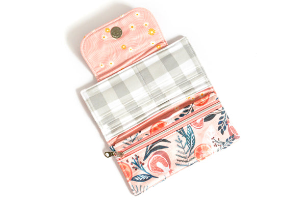 Pink Gingham Peaches Wallet