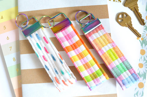 Rainbow Plaid Fabric Keychain