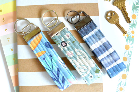 Blue Fabric Keychain