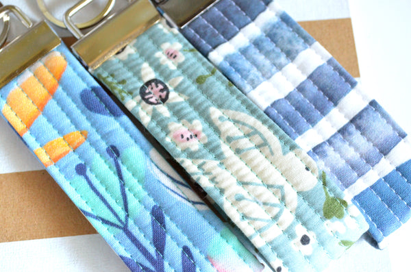 Blue Fabric Keychain