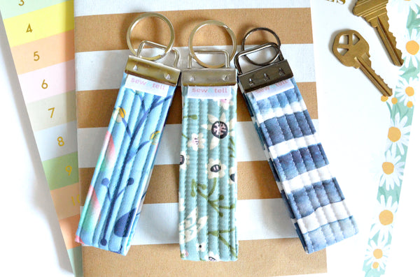 Blue Fabric Keychain