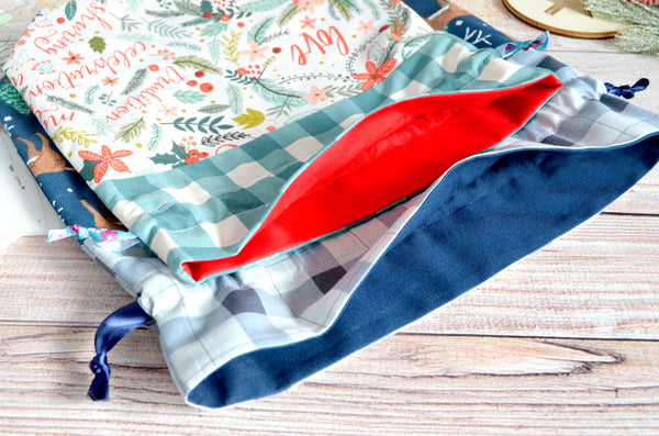 Winter Woodland Holiday Fabric Gift Bags - *Large & Regular Sizes*