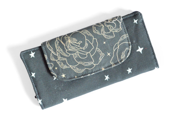 Black Celestial Floral Wallet