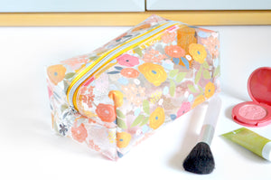 *Clear Vinyl* Yellow Floral Toiletry Bag