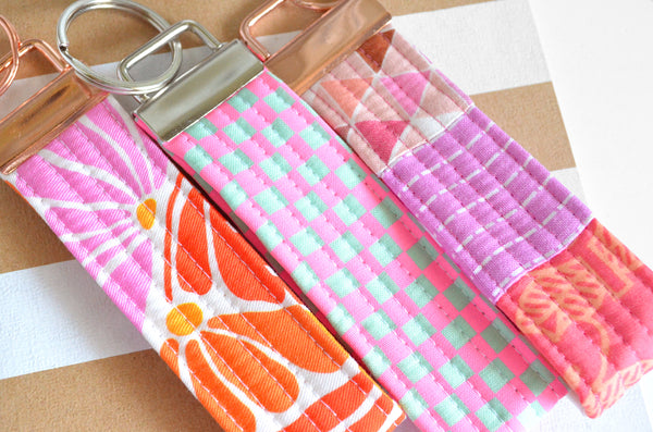 Bright Pink Fabric Keychain