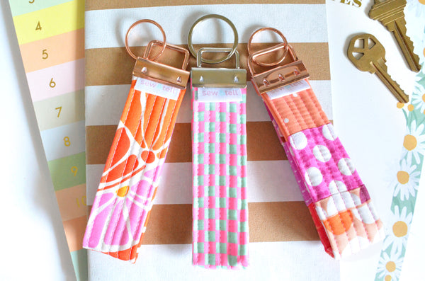 Bright Pink Fabric Keychain