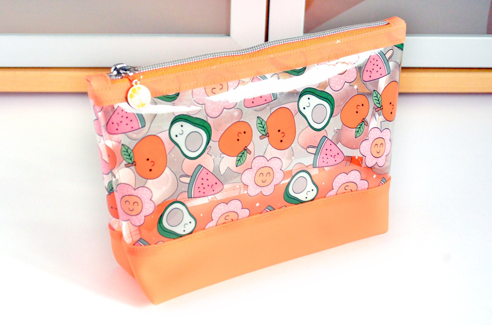 Orange Cutie Fruity *Clear & Jelly Vinyl* Cosmetic Bag