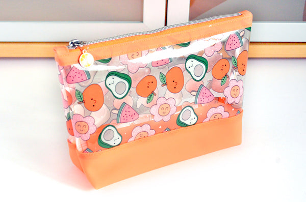 Orange Cutie Fruity *Clear & Jelly Vinyl* Cosmetic Bag
