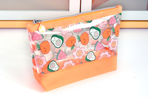 Orange Cutie Fruity *Clear & Jelly Vinyl* Cosmetic Bag